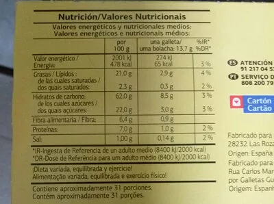 Lista de ingredientes del producto Digestive Dia 425 g