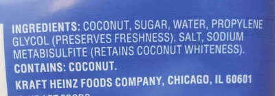 Lista de ingredientes del producto Barker's angel flake coconut Heinz 