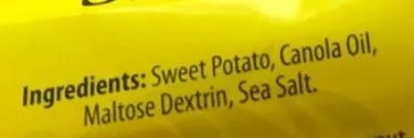 Liste des ingrédients du produit Sweet potato snack Kikka 141,75 g (5 Oz)