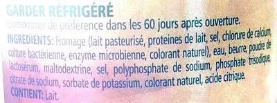 Liste des ingrédients du produit Le petit crémeux La fromagerie Boivin 400 g