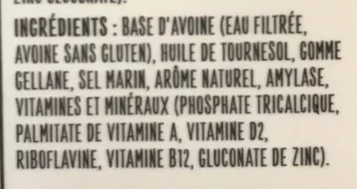 List of product ingredients AVOINE sans gluten Earth's Own 1,75 L
