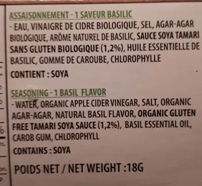 Lista de ingredientes del producto Assaissonement à tailler ocni 18 g