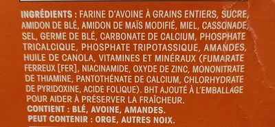 Lista de ingredientes del producto Avoine grillée au miel et aux noix great value 685g