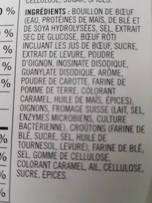Lista de ingredientes del producto soupe à l'oignon gratinée m&m 285g