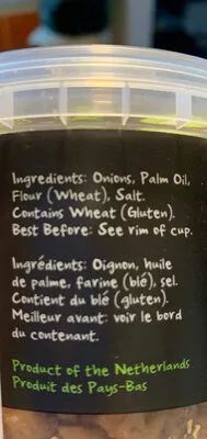 List of product ingredients Oignons frits croustillant Top taste 100 g