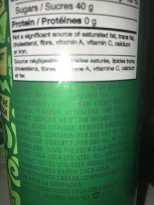 List of product ingredients Green tea thé vert Peace Tea 695 ml