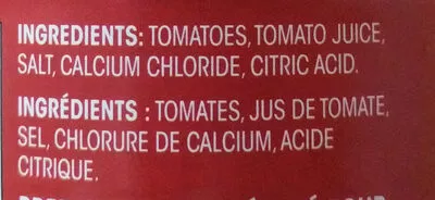 List of product ingredients Tomates en dés Great Value 796 ml
