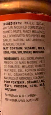Lista de ingredientes del producto Sauce aigre douce Great value 350ml