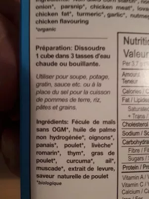 Lista de ingredientes del producto cubes de bouillon de poulet GoBIO 66g