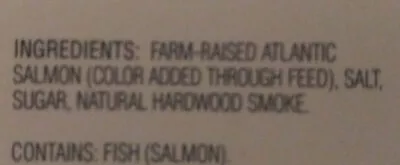 Liste des ingrédients du produit Smoked Atlantic Salmon pre-sliced loin latitude 45 283g