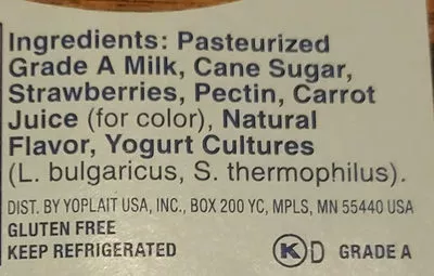 List of product ingredients oui yoplait 141g × 4