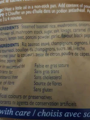 List of product ingredients Tila mushroom rice tilda 250 g