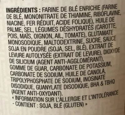 Lista de ingredientes del producto Instant noodle soup Tradition 65 g