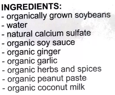 List of product ingredients naturally smoked organic tofu Tofu Life 6 OZ (170g)