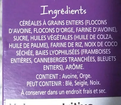 List of product ingredients Céréales Croque-matin (petits Fruits En Folie) Jordans 500 g
