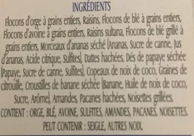 List of product ingredients Céréales Supreme Muesli Jordans 