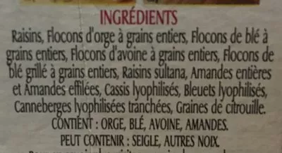 Lista de ingredientes del producto Super Berry Muesli Jordans 450 g