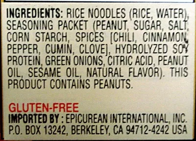 Lista de ingredientes del producto Thai peanut noodle kit includes stir-fry rice noodles & thai peanut seasoning Thai Kitchen, Simply Asia 155 g