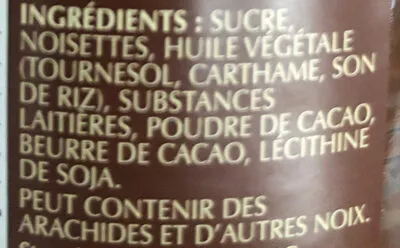 Lista de ingredientes del producto Tartinade au chocolat Lindt 200 g