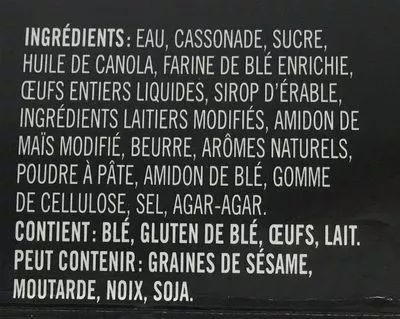 Lista de ingredientes del producto Pouding chômeur Commensal 960 g