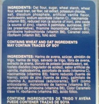 Lista de ingredientes del producto Cereal Corazón Quaker 300g