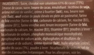 List of product ingredients Chocolate Fudge Lava Cakes  