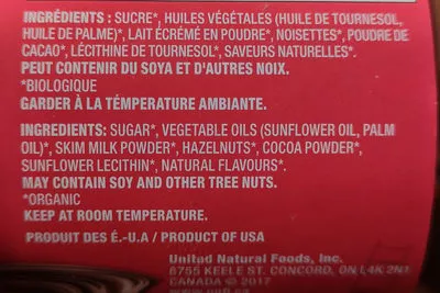 List of product ingredients Hazelnut & Chocolate Spread Sävor 375 grammes