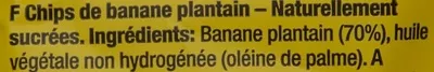 Lista de ingredientes del producto Samai Naturally Sweet Plantain Chips Samai 75 g