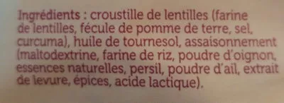 List of product ingredients Garlic & parmesan lentil chips Enjoy Life 113 g