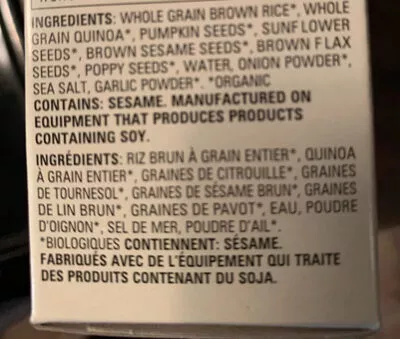 List of product ingredients Organic crackers Mary’s organic crackers 155g