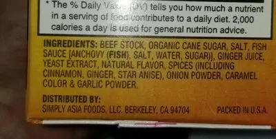 List of product ingredients pho beef broth Simply Asia 
