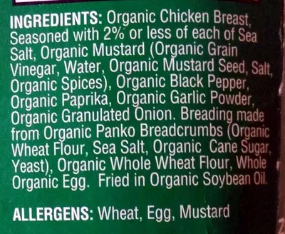 List of product ingredients Hip chick farms, organic chicken fingers Hip Chick Farms,  Hip Chick Farms  Inc. 8 OZ