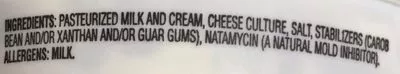 Lista de ingredientes del producto Plain Cream Cheese Einstein Bros Bagels,  Darn Good Net Wt 6 oz (170g)