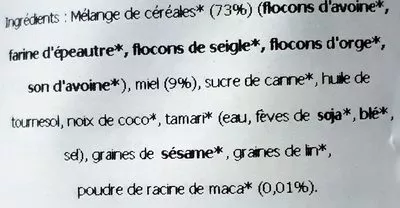 List of product ingredients Gourmet Granola Nature, Miel Doré, Racine de Maca Fourmi Bionique 300 g