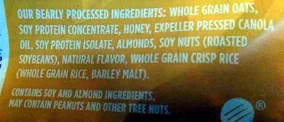 List of product ingredients Granola, honey almond Bear Naked 11.2 oz