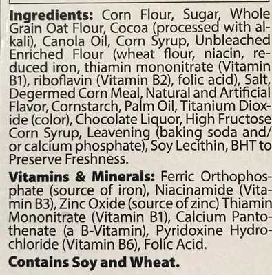 Lista de ingredientes del producto O's cereal  