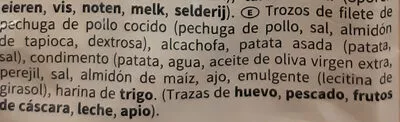 Liste des ingrédients du produit Pollo con alcachofas y patatas Bofrost 600 g