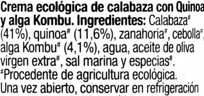 Liste des ingrédients du produit Crema de calabaza GutBio 470 g (neto), 500 ml