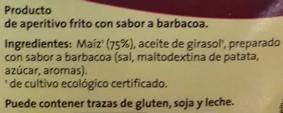 Lista de ingredientes del producto Tortillas de maíz sabor barbacoa GutBio 125 g