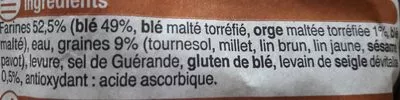Liste des ingrédients du produit Baguette Céréales U 280 g