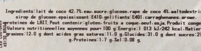 List of product ingredients Sorbet coco rapée  