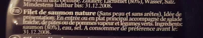 List of product ingredients Filet de Saumon Nature Admiral 190 g