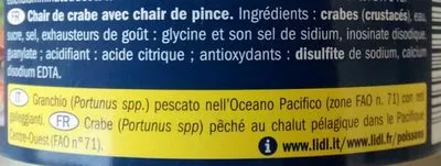 Liste des ingrédients du produit Chair de crabe Nixe 121 g