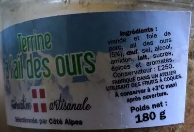 List of product ingredients Terrine a l'ail des ours  180 g