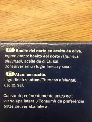 List of product ingredients Bonito del norte en aceite de oliva Nixe 