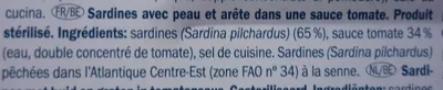 Lista de ingredientes del producto Sardines à la Sauce Tomate Nixe 125 g