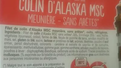 Liste des ingrédients du produit Colin d'Alaska Cité Marine 800 g