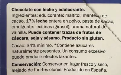 List of product ingredients Fin Carré con leche  