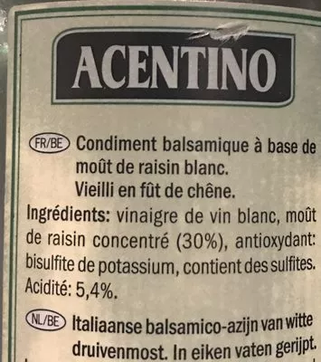 List of product ingredients Condimento bianco acentino 500ml