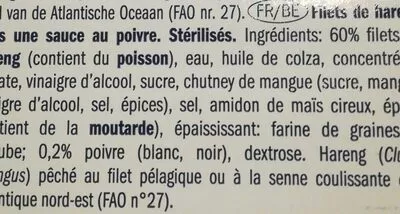 Liste des ingrédients du produit Filets de harengs sauce poivre Nixe 200 g